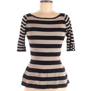 White House Black Market Black and Gold Knit Sweater